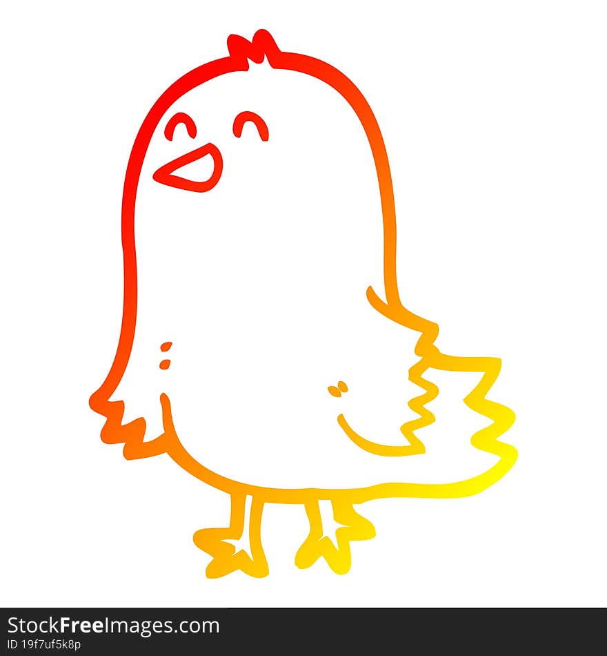 warm gradient line drawing cartoon bird