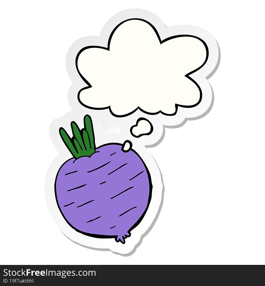 Cartoon Vegetable And Thought Bubble As A Printed Sticker