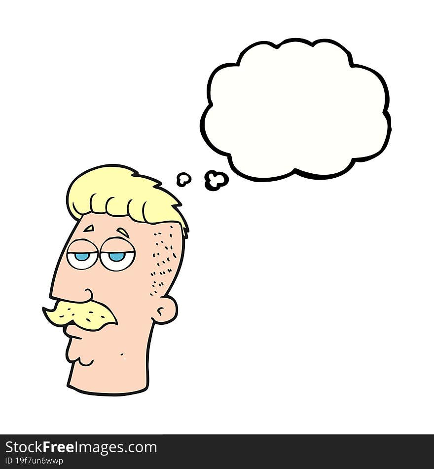 thought bubble cartoon man with hipster hair cut