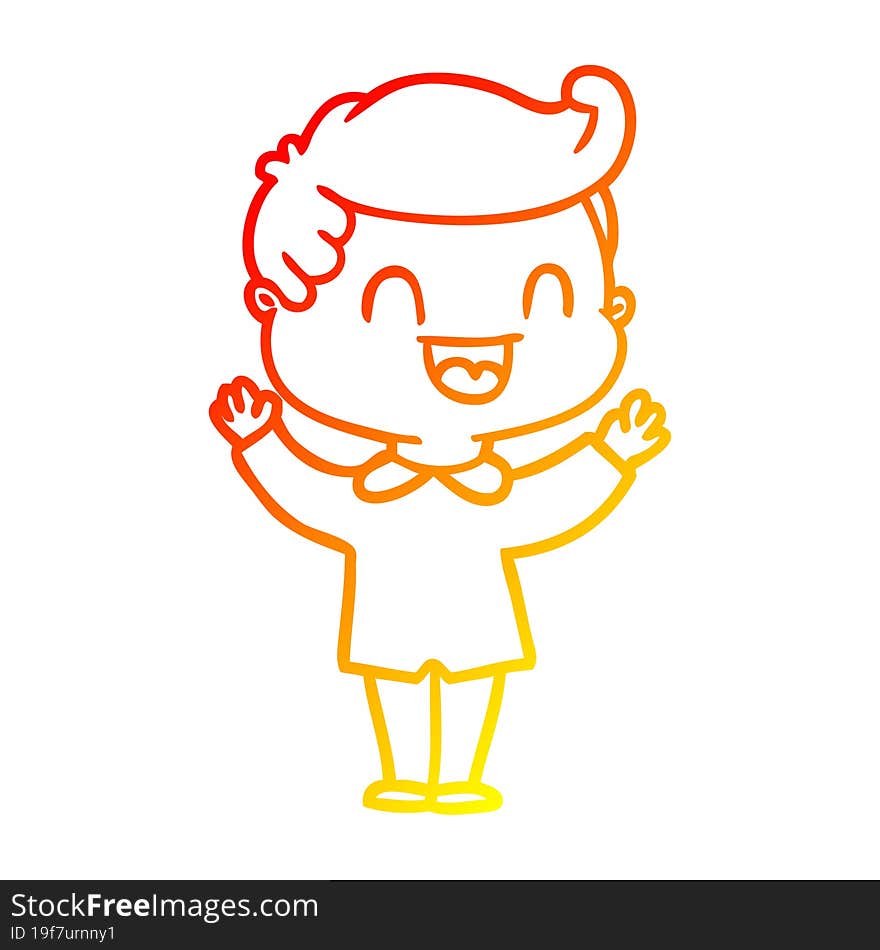 warm gradient line drawing cartoon happy man