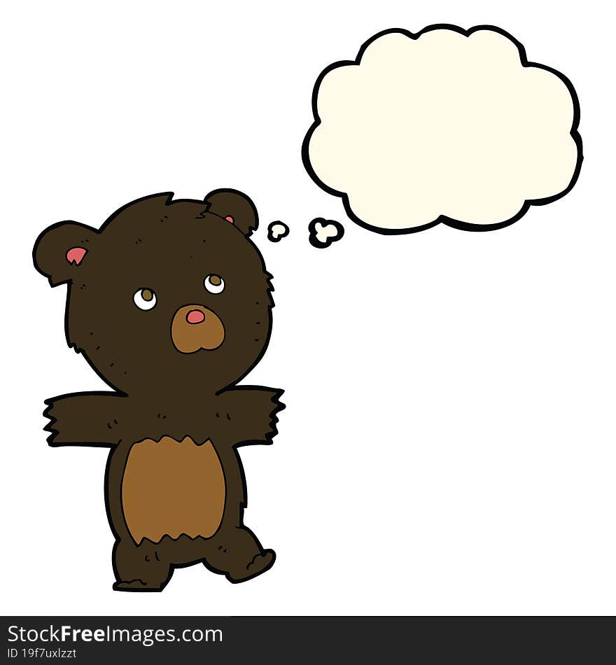 cartoon cute black bear with thought bubble