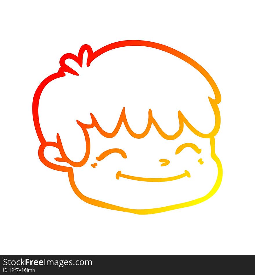 Warm Gradient Line Drawing Cartoon Male Face