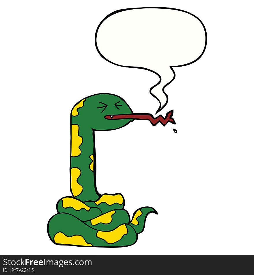 cartoon hissing snake and speech bubble