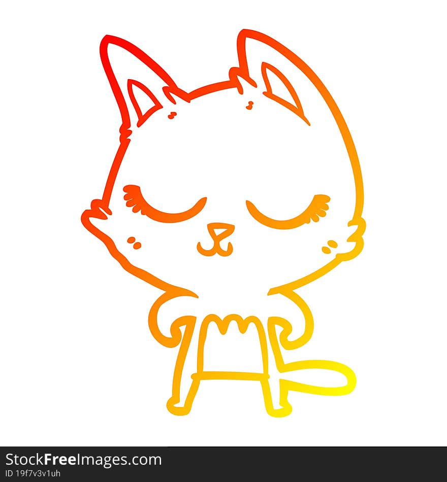 warm gradient line drawing calm cartoon cat