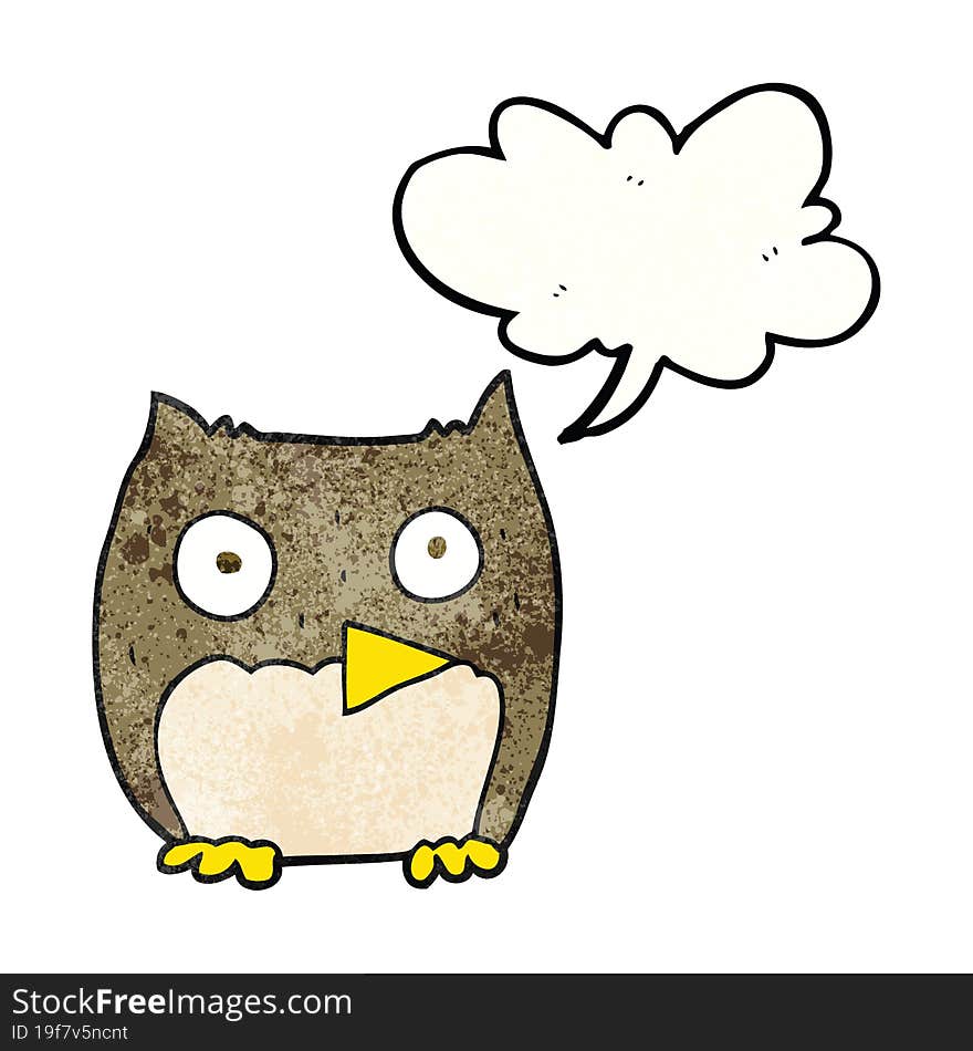 speech bubble textured cartoon owl