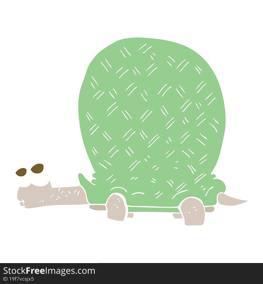 Flat Color Illustration Of A Cartoon Tortoise