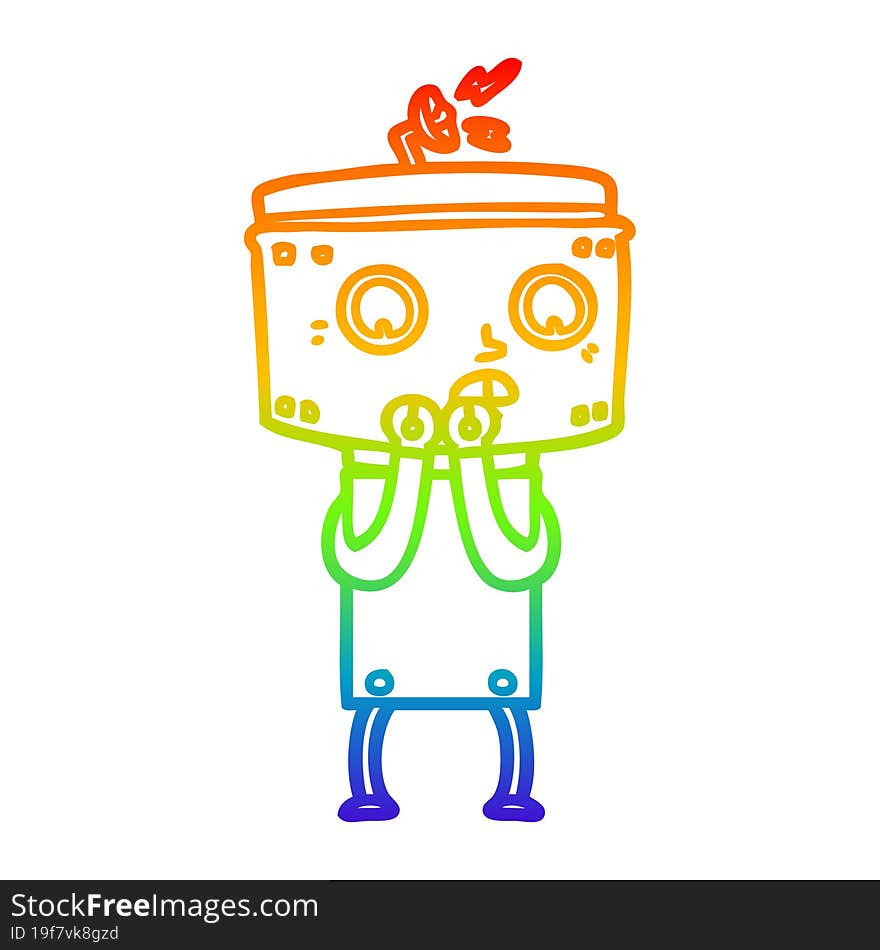 rainbow gradient line drawing nervous cartoon robot