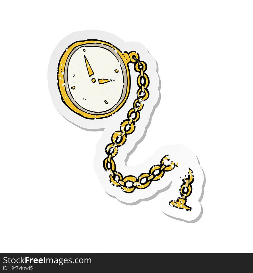 retro distressed sticker of a cartoon gold watch