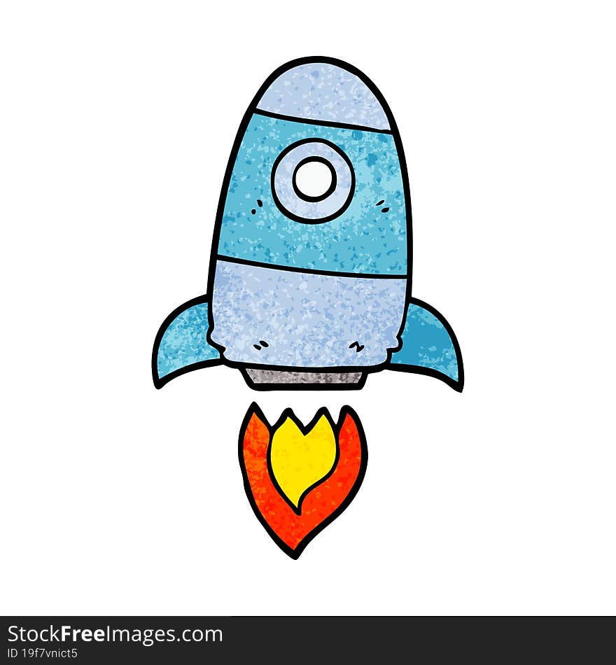 cartoon doodle space rocket