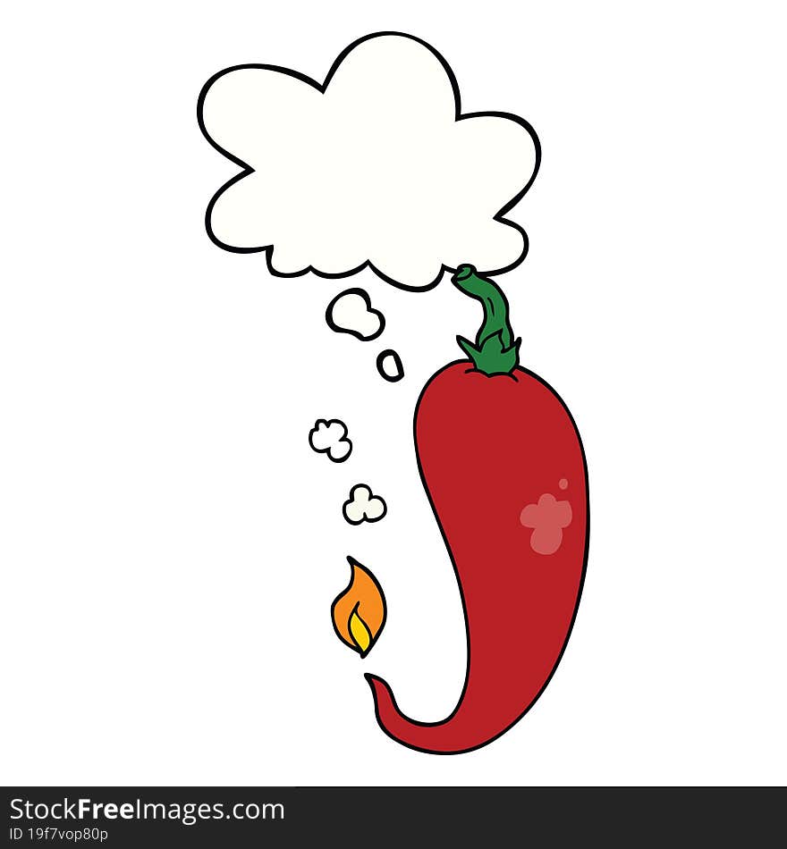 Cartoon Chili Pepper And Thought Bubble