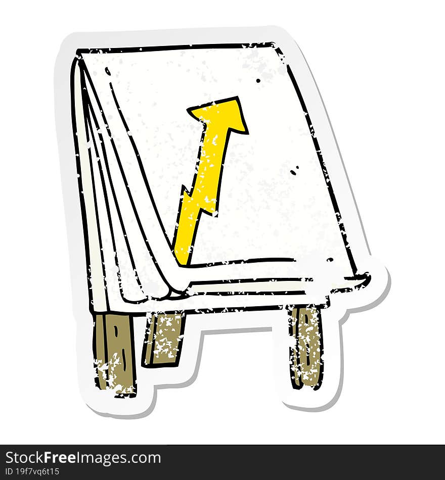 Distressed Sticker Of A Cartoon Business Chart With Arrow