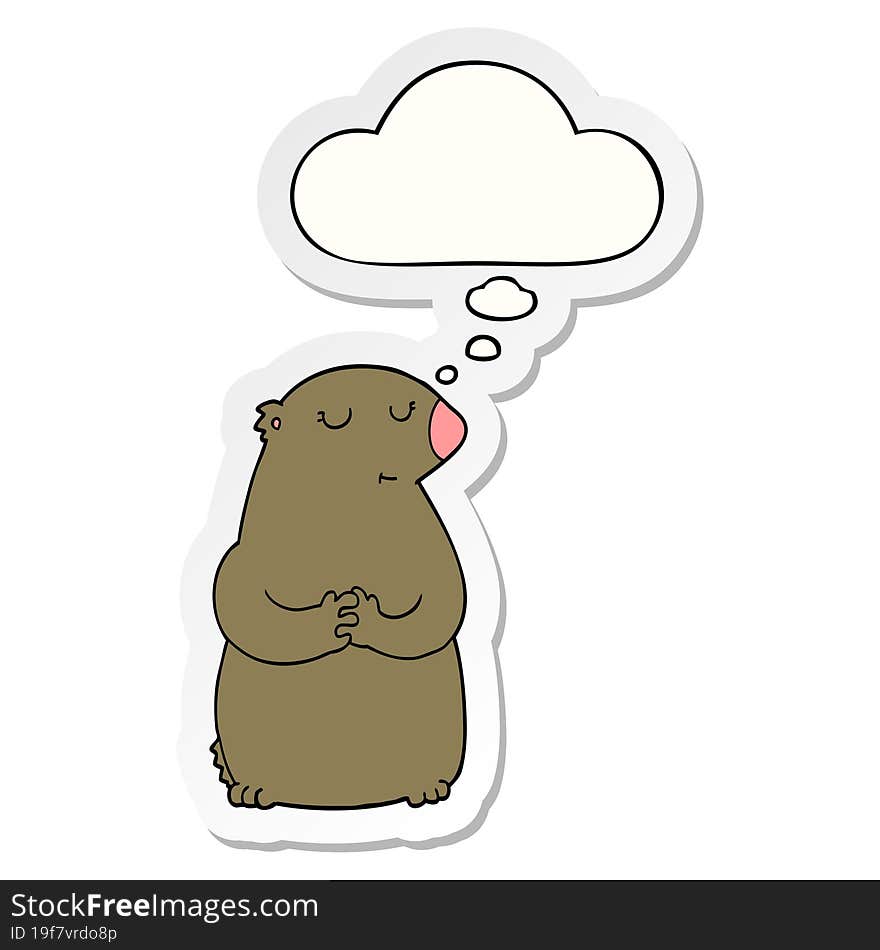 Cute Cartoon Bear And Thought Bubble As A Printed Sticker