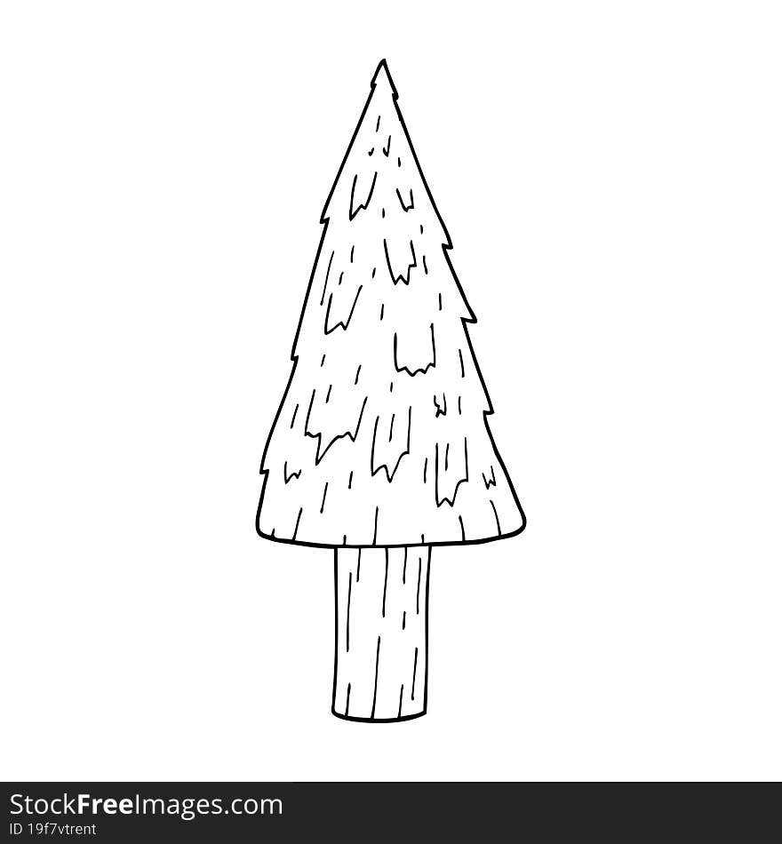 Line Drawing Cartoon Christmas Tree