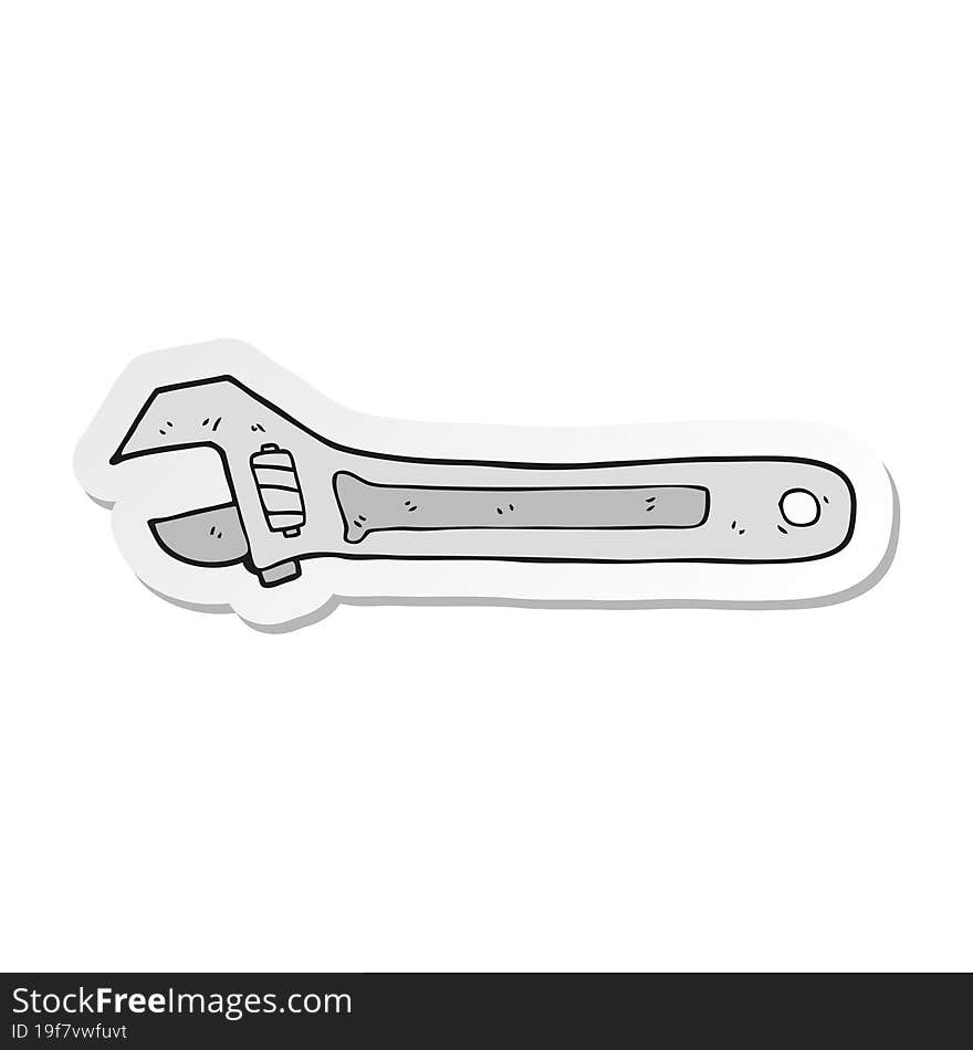 sticker of a cartoon spanner