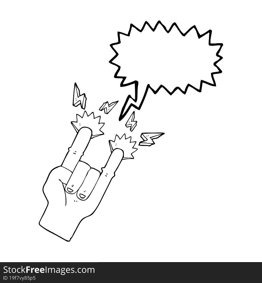 speech bubble cartoon hand making rock symbol