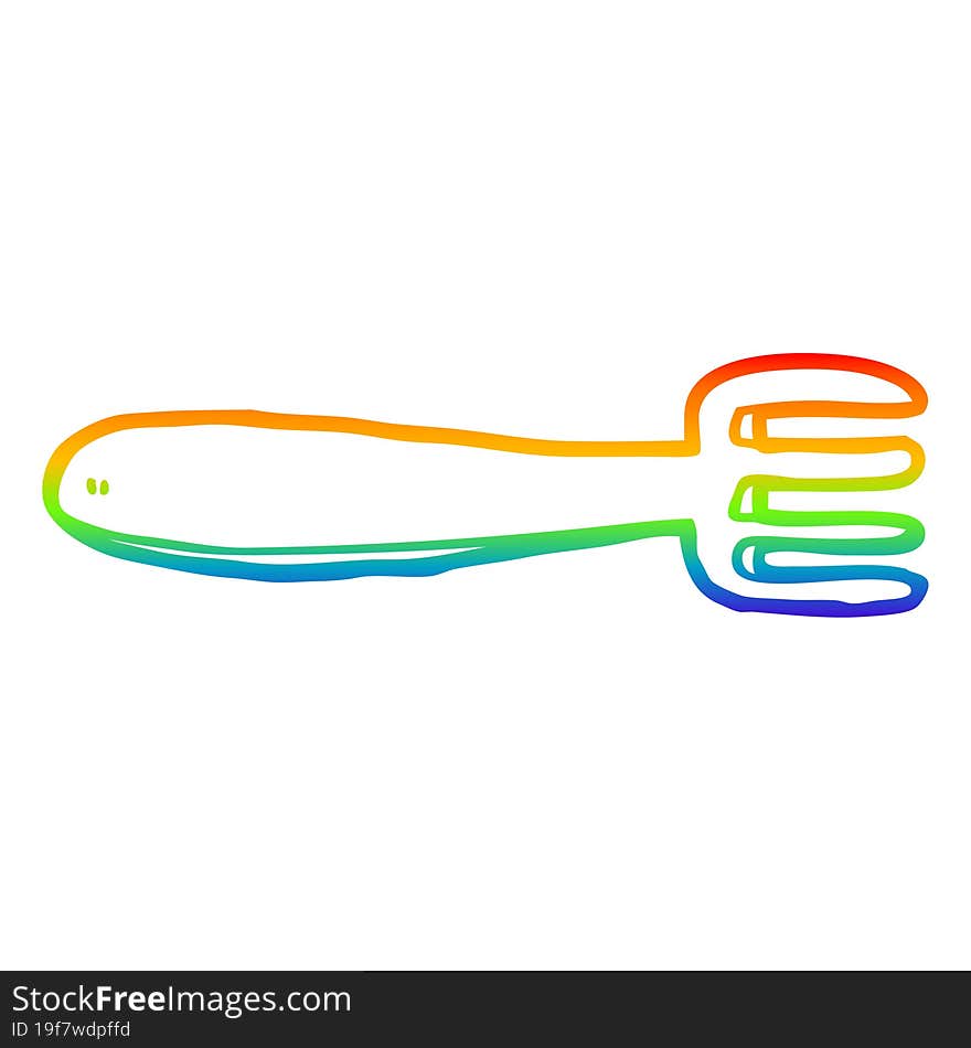 rainbow gradient line drawing cartoon fork