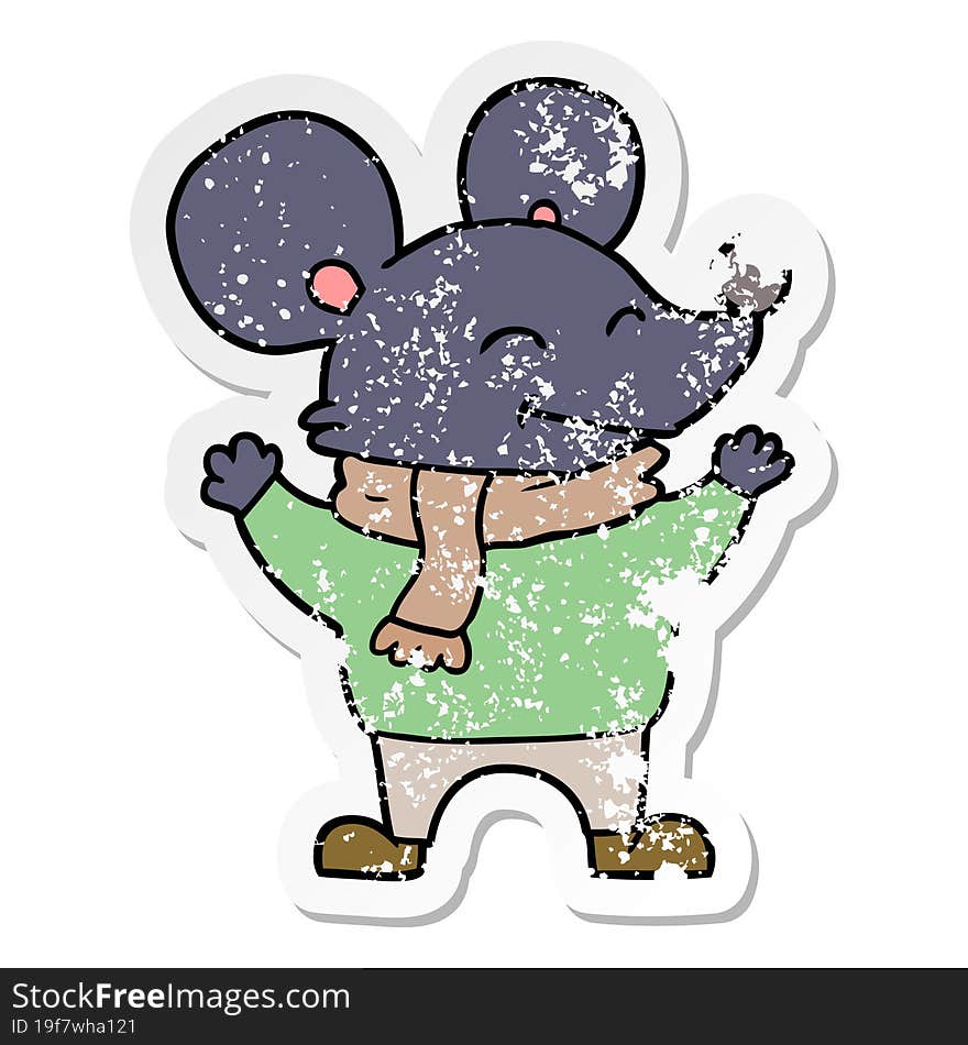 distressed sticker of a cartoon mouse