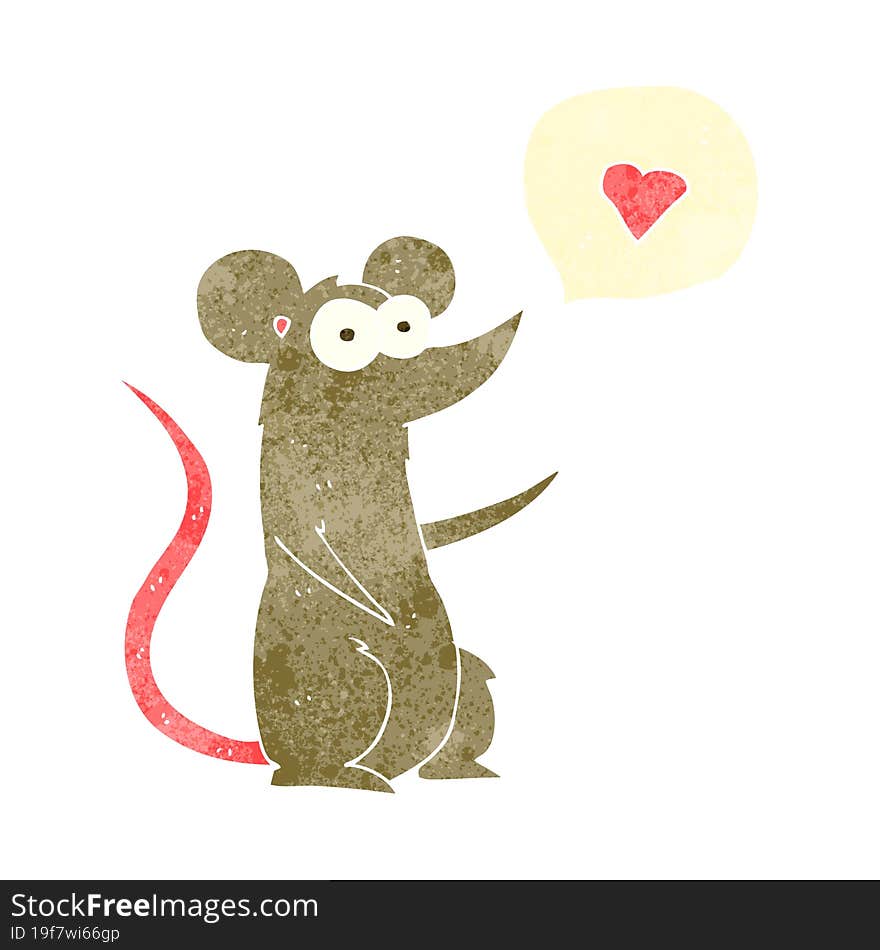 retro cartoon mouse in love