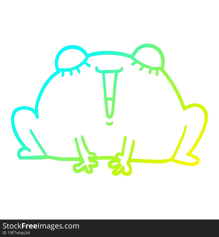 cold gradient line drawing cute cartoon frog