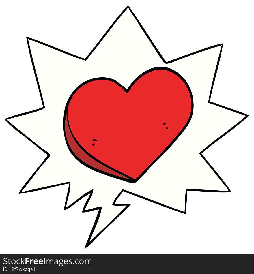 Cartoon Love Heart And Speech Bubble