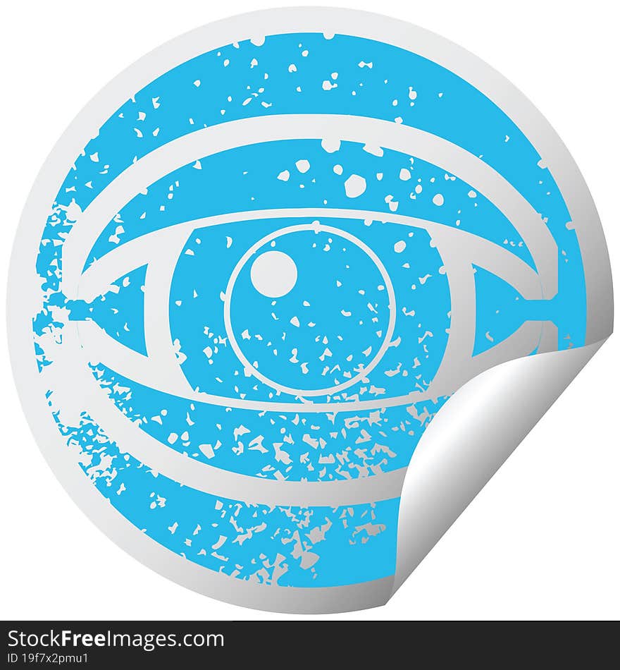 staring eye graphic distressed sticker illustration icon