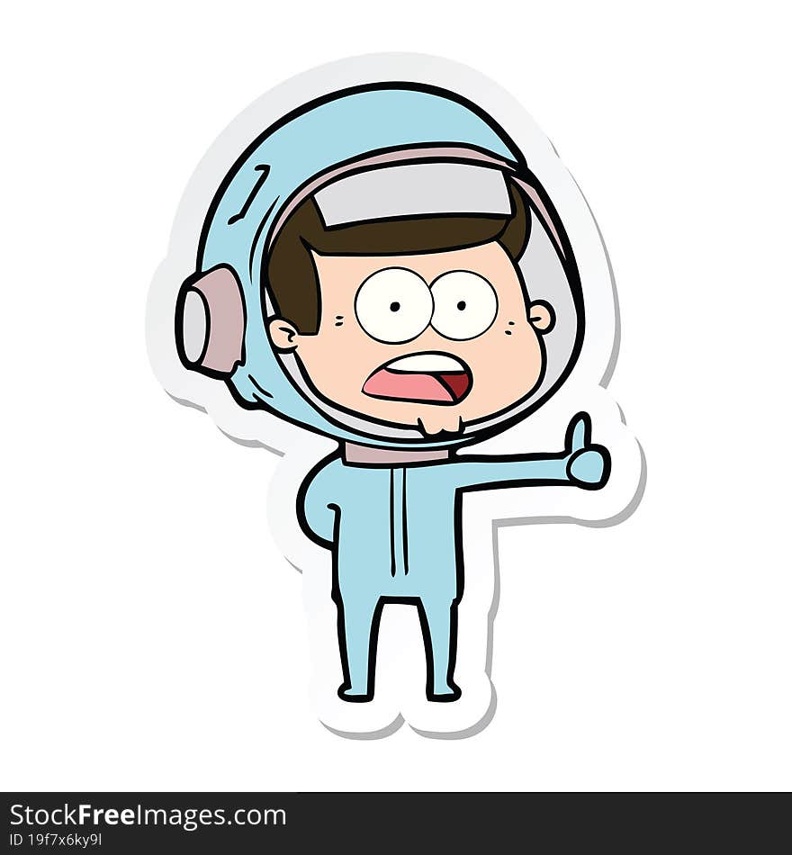 sticker of a cartoon surprised astronaut