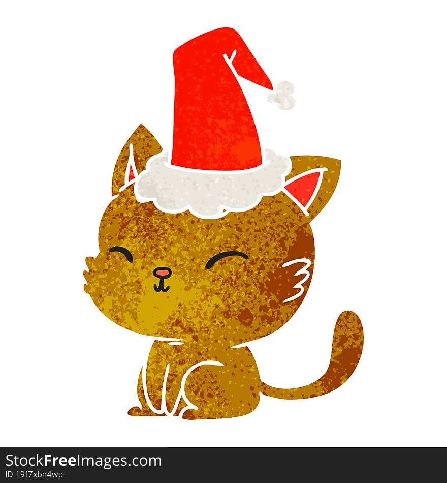 christmas retro cartoon of kawaii cat