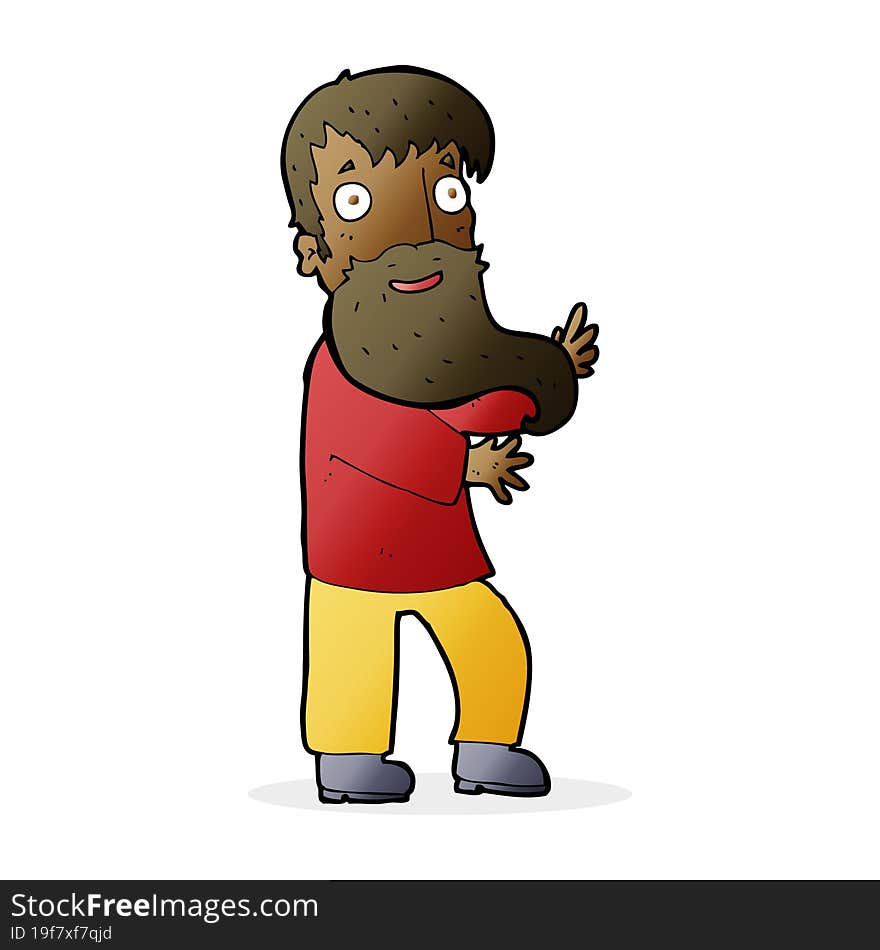 Cartoon Excited Bearded Man