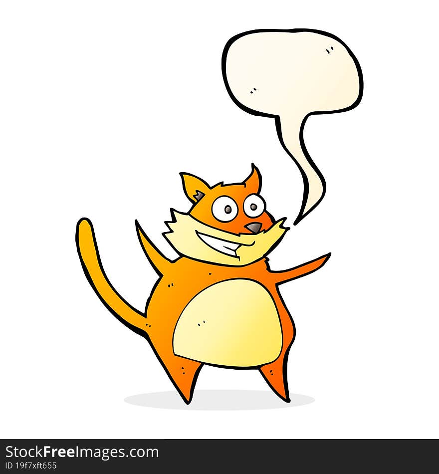 funny cartoon cat with speech bubble