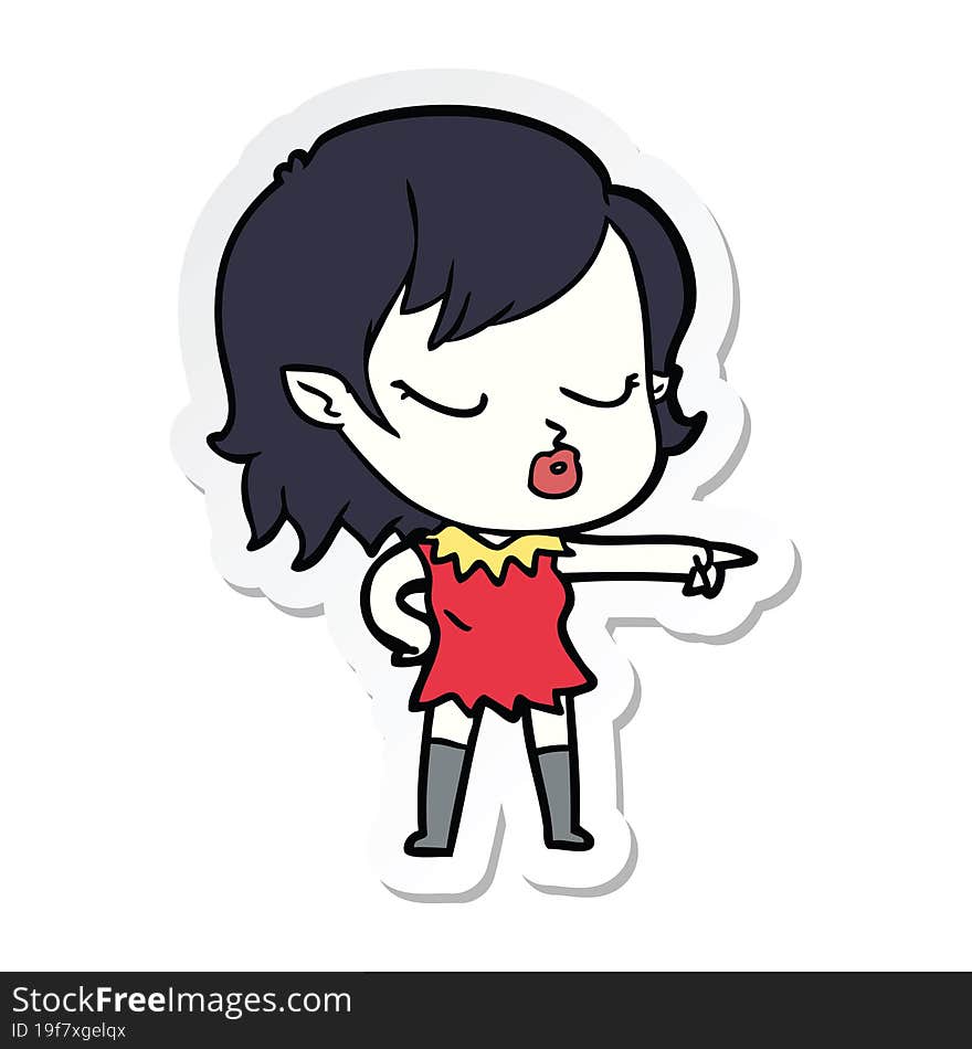 sticker of a cute cartoon vampire girl