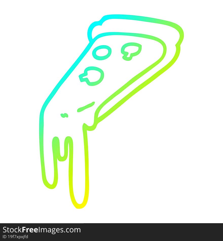 cold gradient line drawing cartoon pizza slice