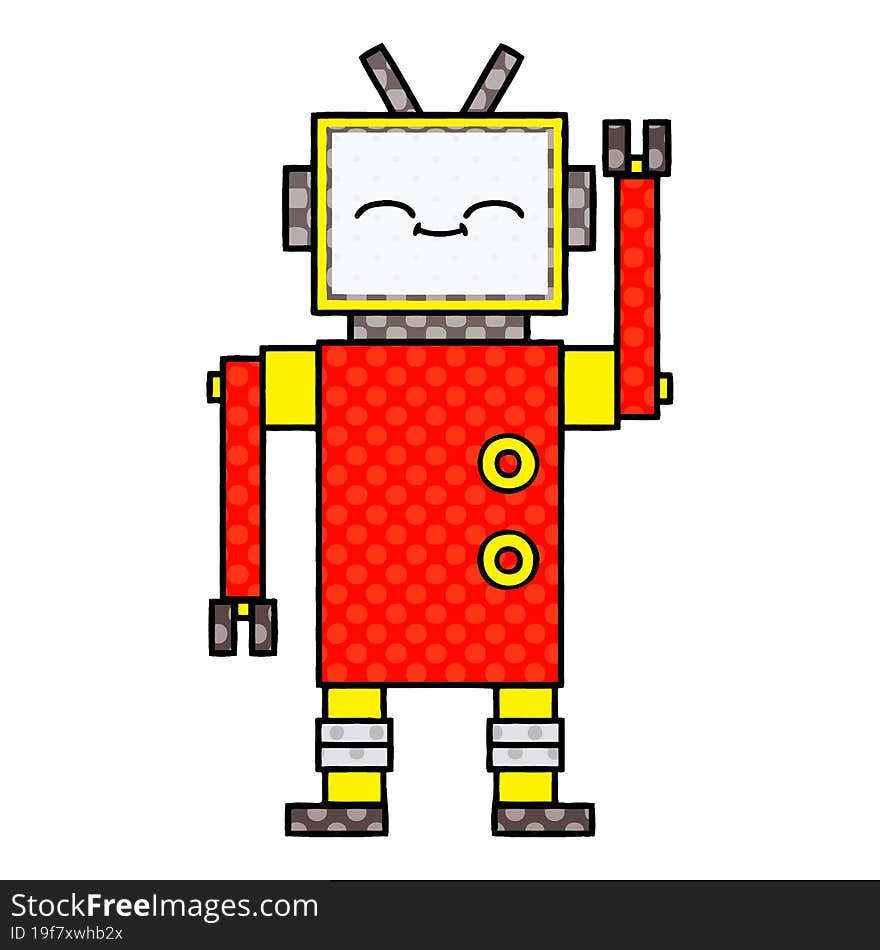 comic book style cartoon of a robot