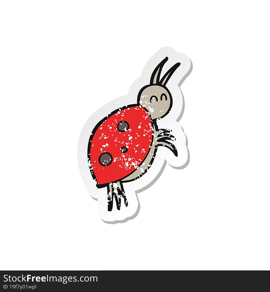 retro distressed sticker of a cartoon ladybug