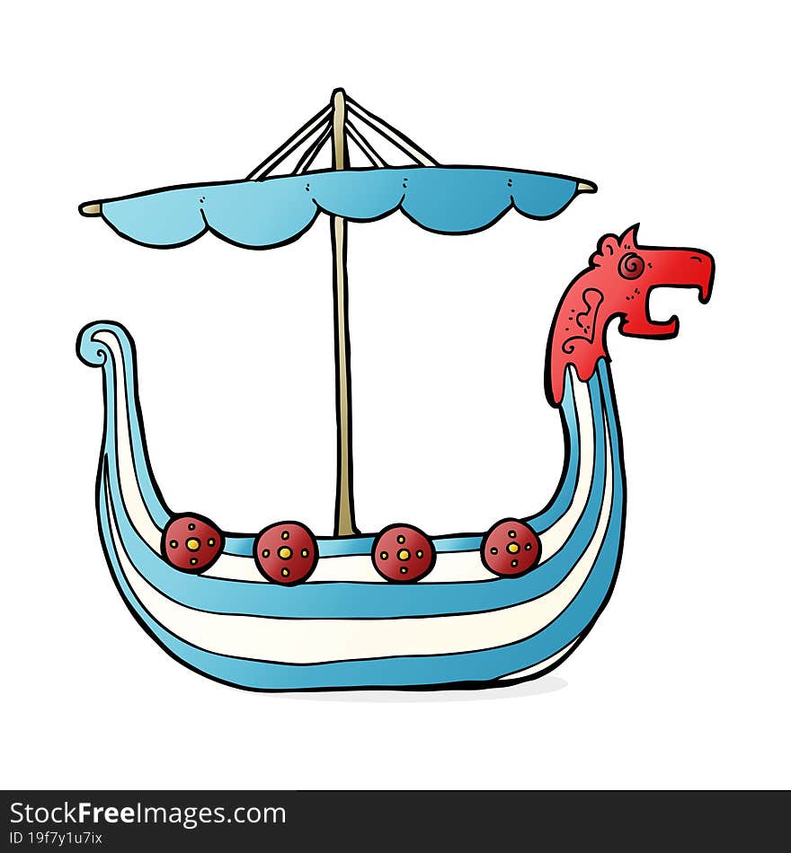 cartoon viking ship