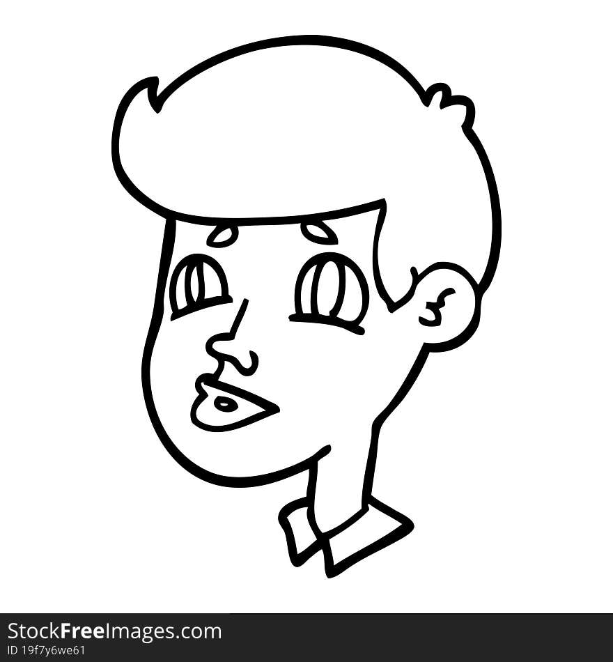 line drawing cartoon of a boy face