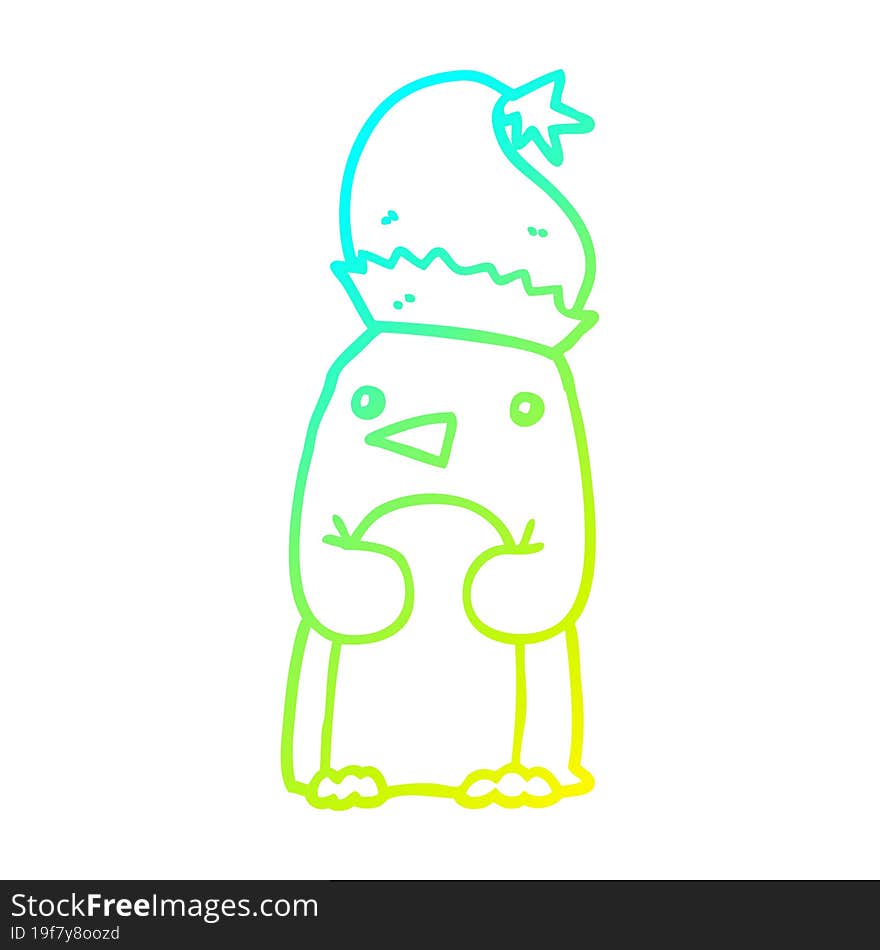 cold gradient line drawing cute christmas penguin