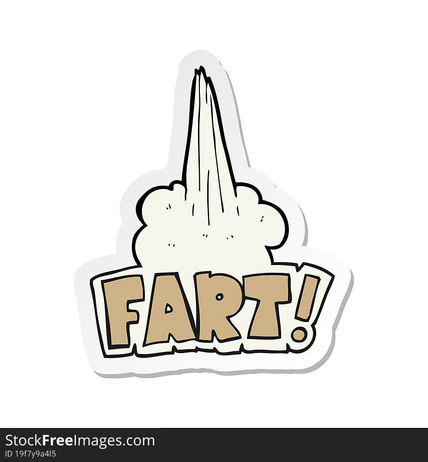 sticker of a cartoon fart symbol