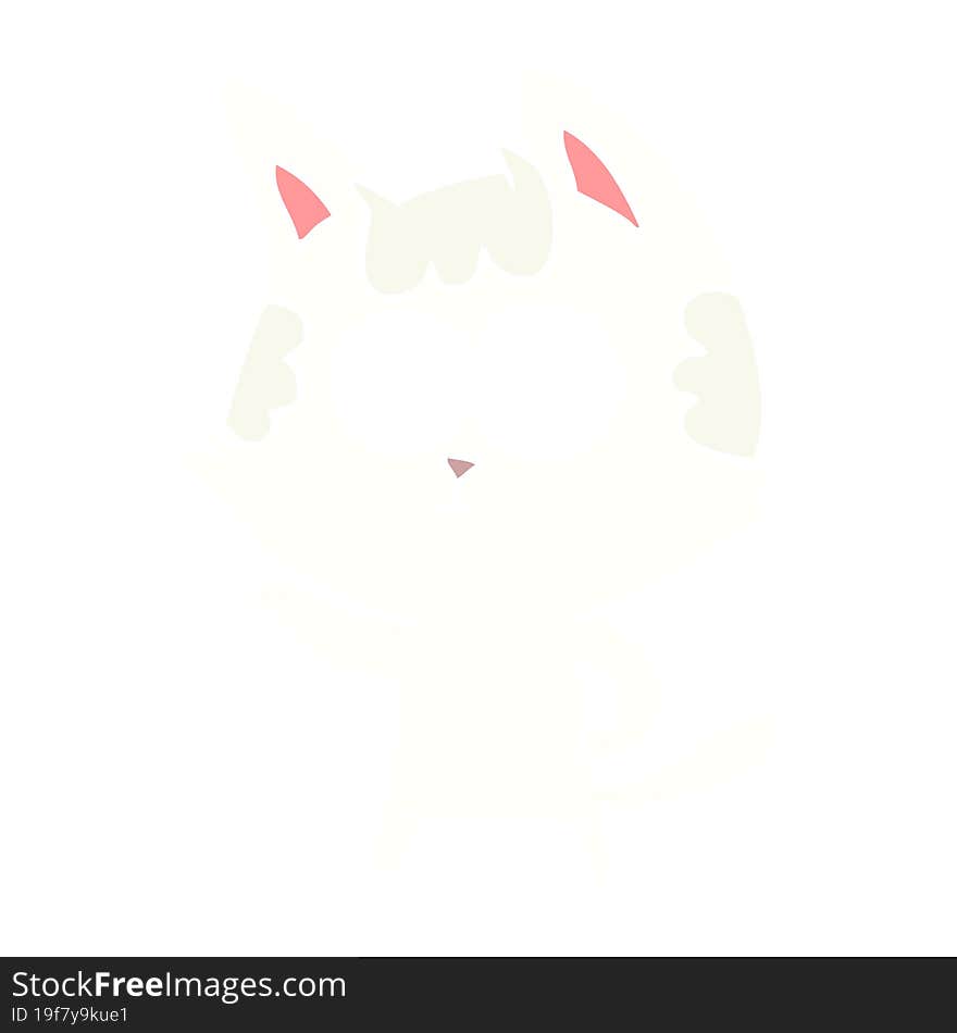 happy flat color style cartoon cat