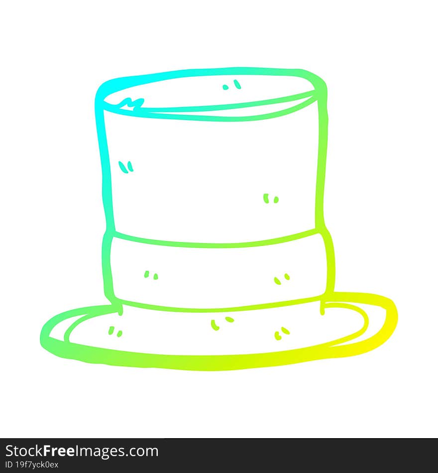 cold gradient line drawing cartoon top hat