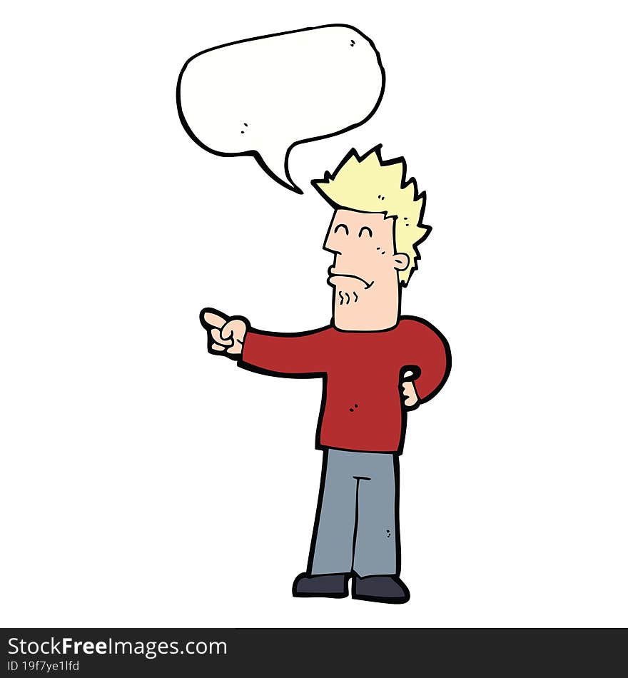 Cartoon Man Pointing With Speech Bubble