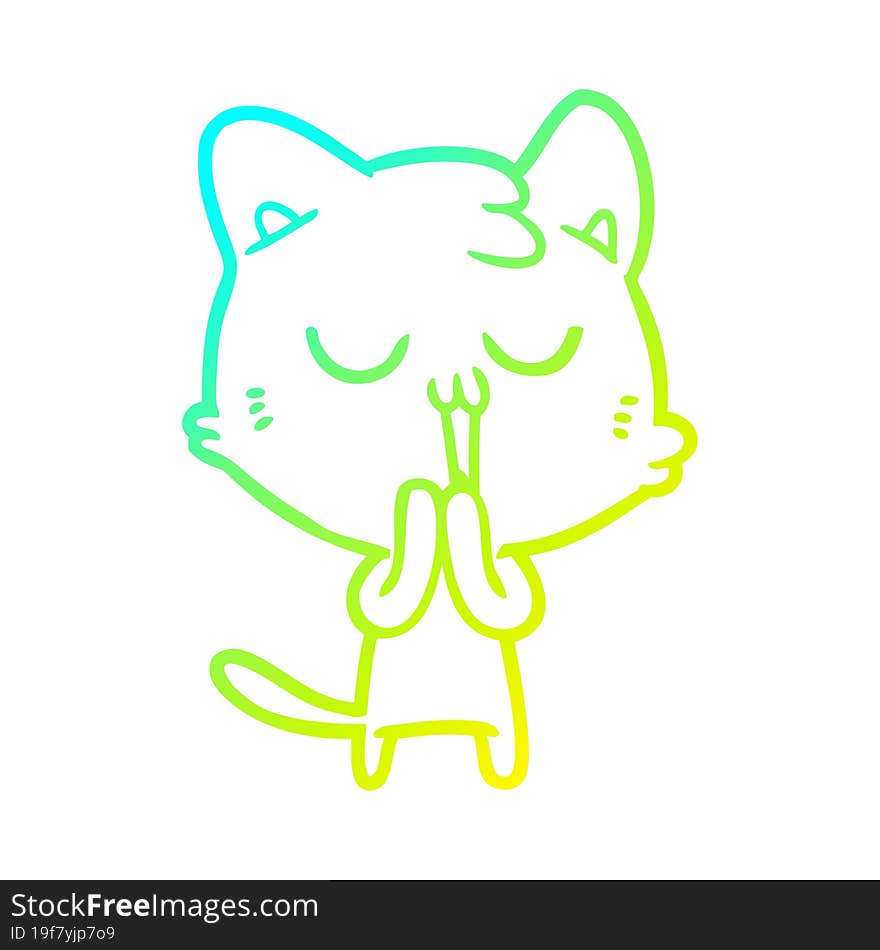 cold gradient line drawing cartoon cat singing