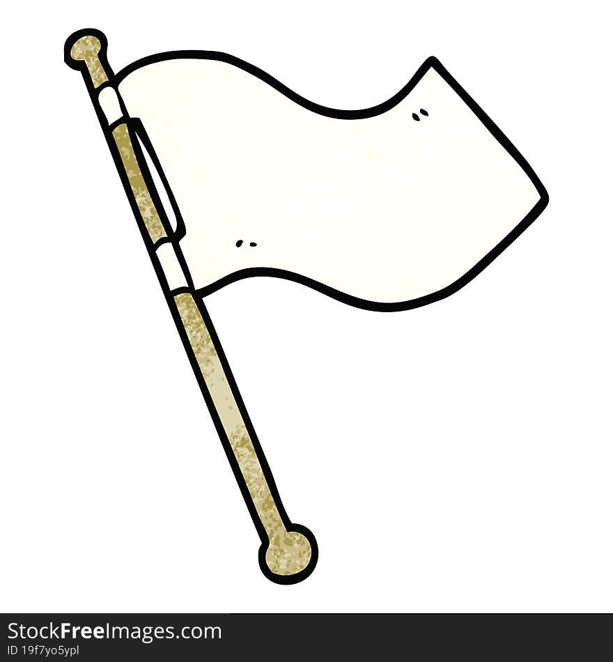 cartoon doodle white flag waving