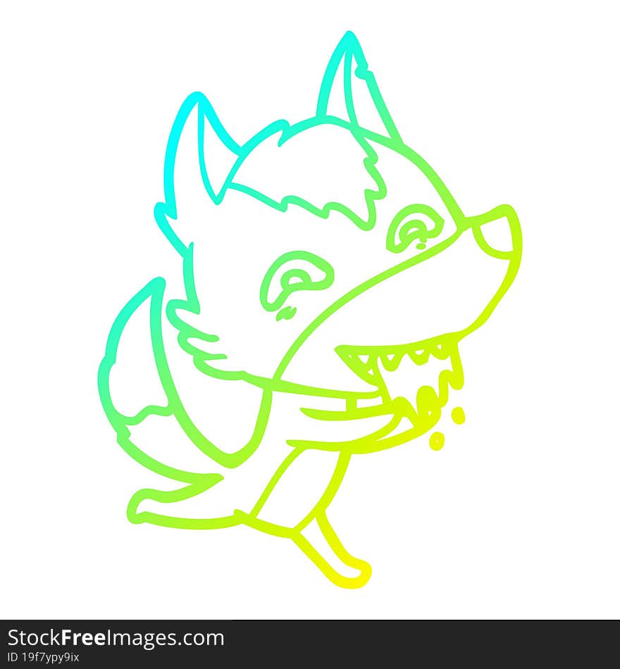 cold gradient line drawing cartoon hungry wolf