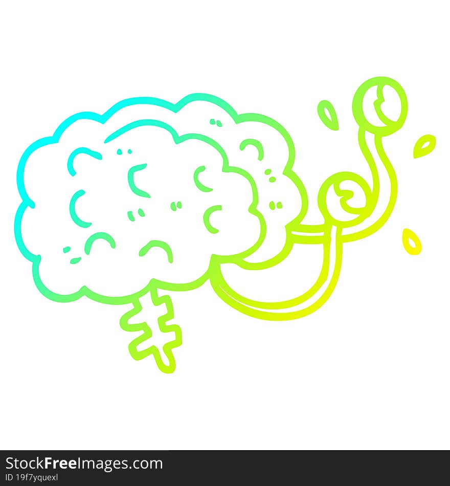 cold gradient line drawing cartoon monster brain