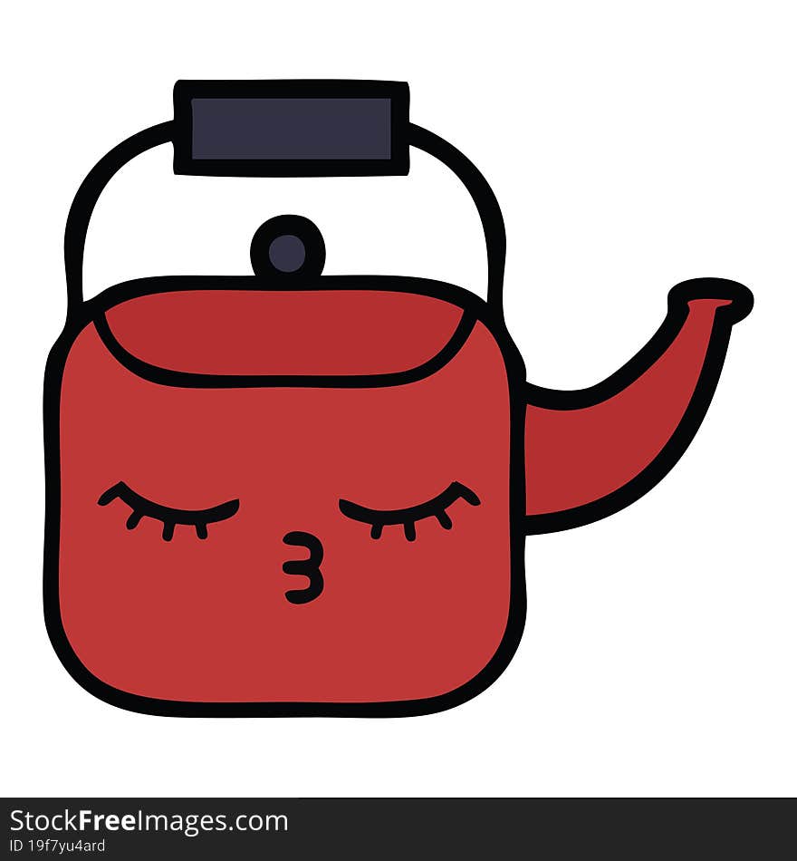 cute cartoon of a kettle. cute cartoon of a kettle