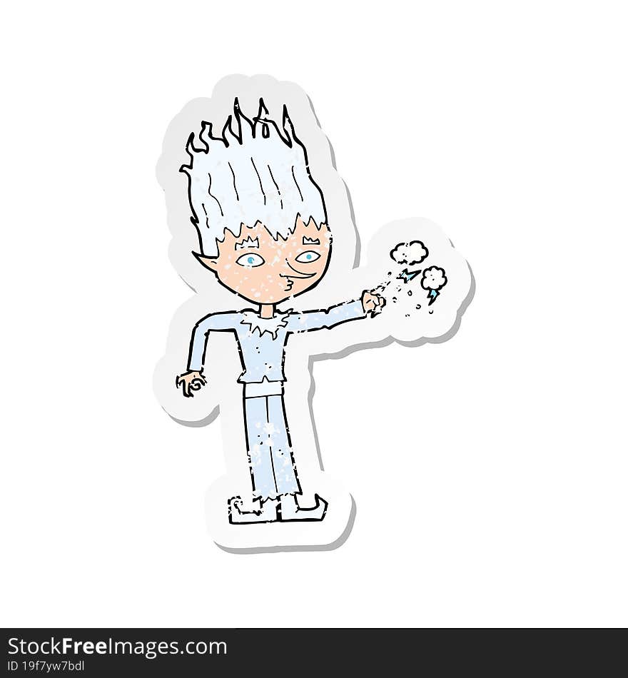 retro distressed sticker of a jack frost cartoon