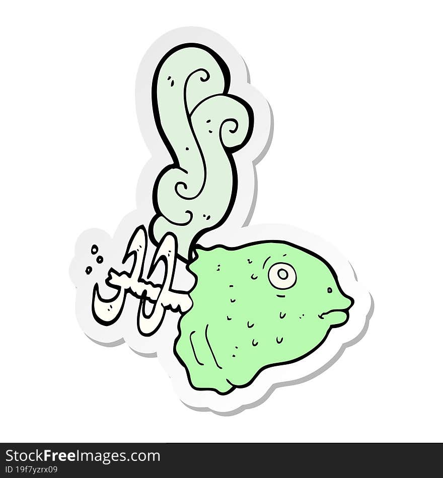 sticker of a cartoon smelly old fish head