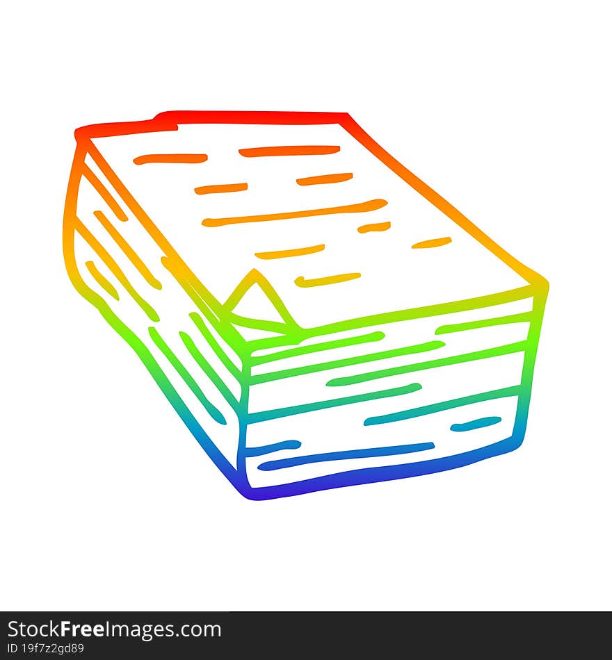 rainbow gradient line drawing cartoon pile of paper