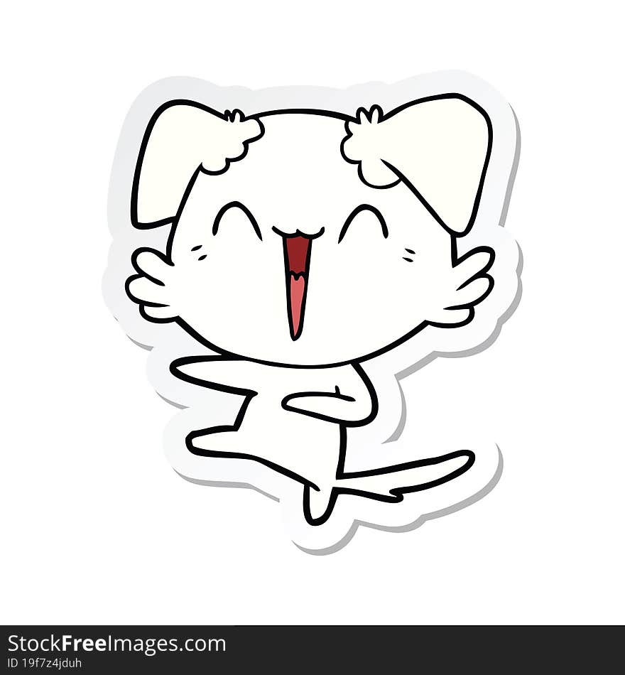 sticker of a happy dancing dog cartoon