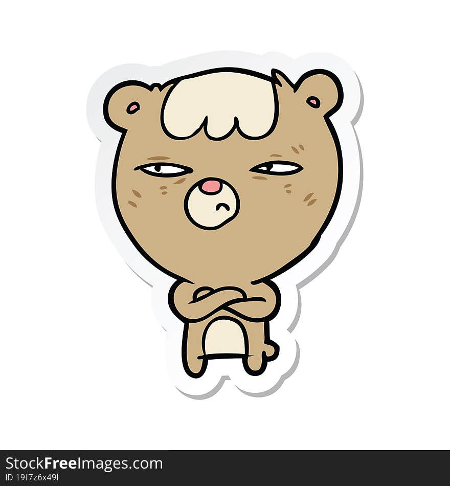 sticker of a cartoon angry bear